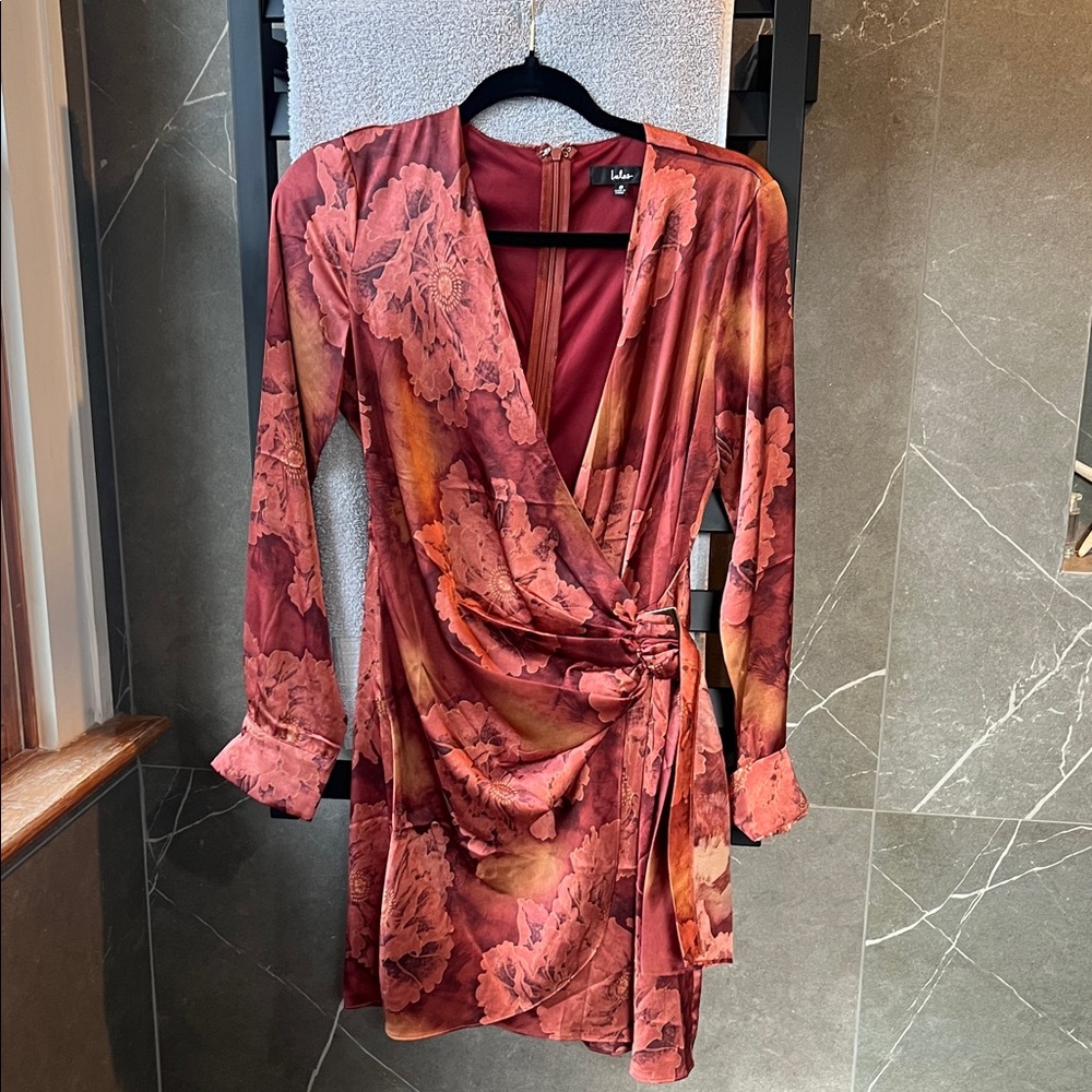 Lulu's Red and Orange Floral Dress